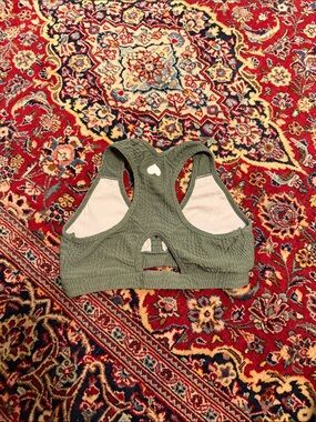 Booty by Brabants Olive Green Racerback Sports Bra with Heart Accent